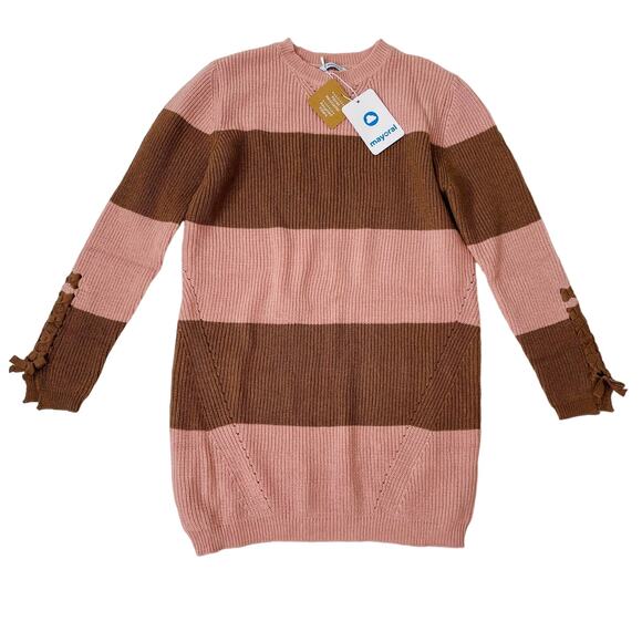 NWT Mayoral Size 16 Pink Stripe Sweater Dress - Picture 1 of 5